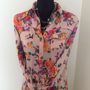 FLORAL WESTERN BUTTON DOWN SHIRT